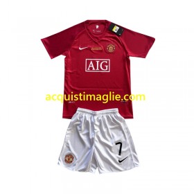 Divisa di Calcio Manchester United Cristiano Ronaldo 7 Champion League 2007 Retro Bambino Prima